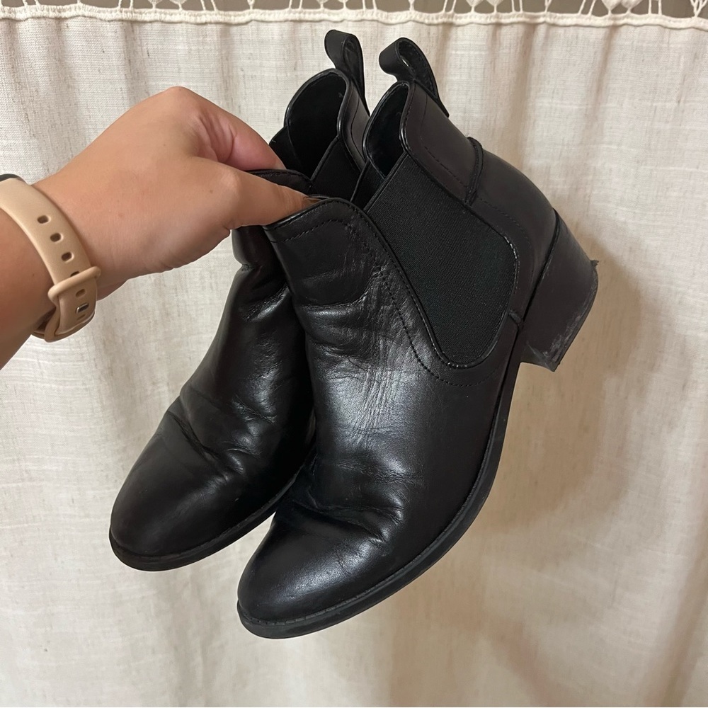 Black leather boots